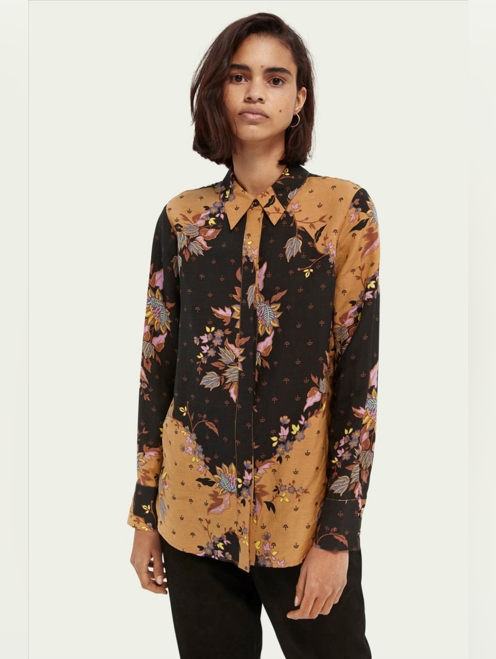 Scotch And Soda Floral Two-Piece Set in Black and Tan Floral